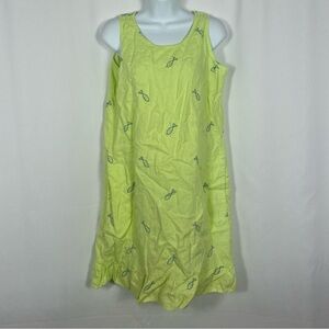 Cotton Connection Linen with embroidered fish sleeveless dress S